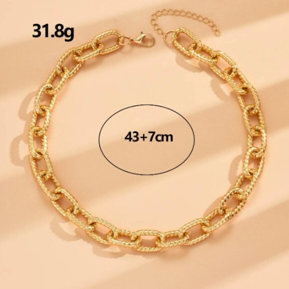 Minimalist Chain Necklace Yellow Gold Color 012426 - Picture 2 of 4